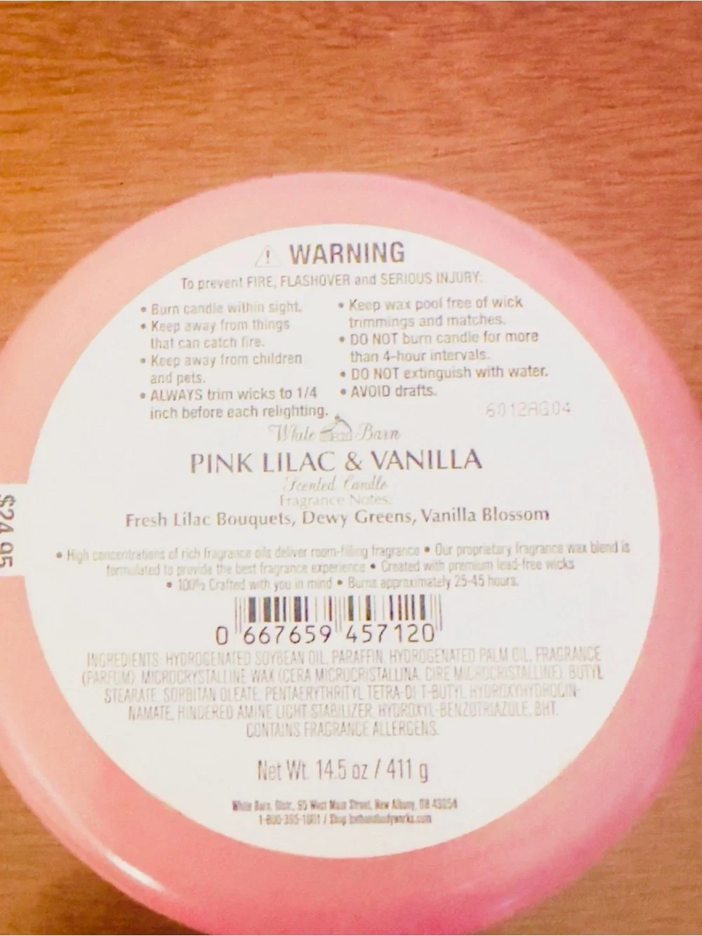 Bath & Body Works Pink Lilac & Vanilla 3-Wick Candle - Pink